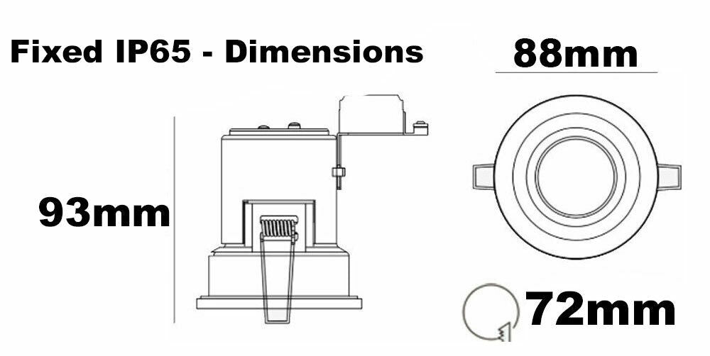 Lumilife Fixed IP65 Waterproof Fire Rated GU10 Ceiling Recessed Spot Light Fitting