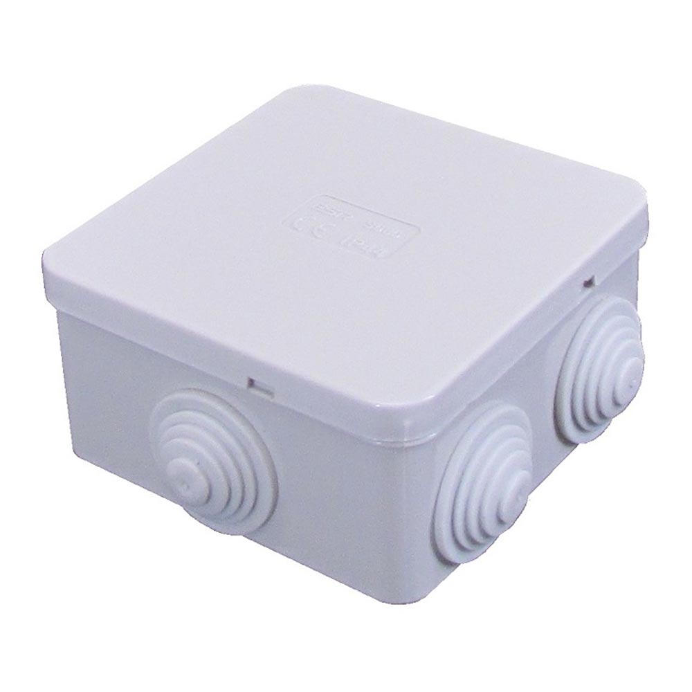 ESR SO80 80mm x 80mm x 40mm IP44 Electrical Junction Box with Grommets Outdoor Exterior Wiring Cable Connection CCTV