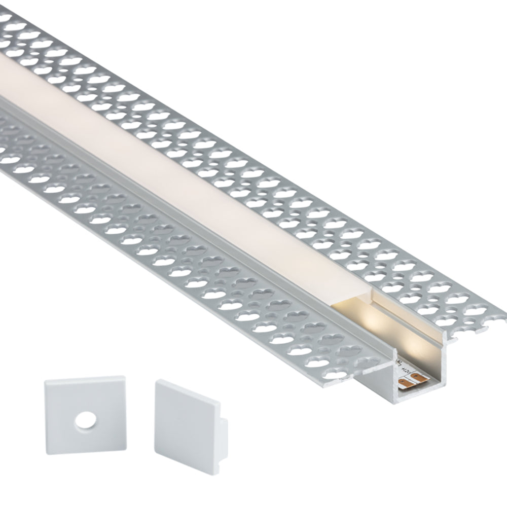 Knightsbridge 1M / 2M Aluminium Strip Tape Profile - Plaster-In Recessed Mounted