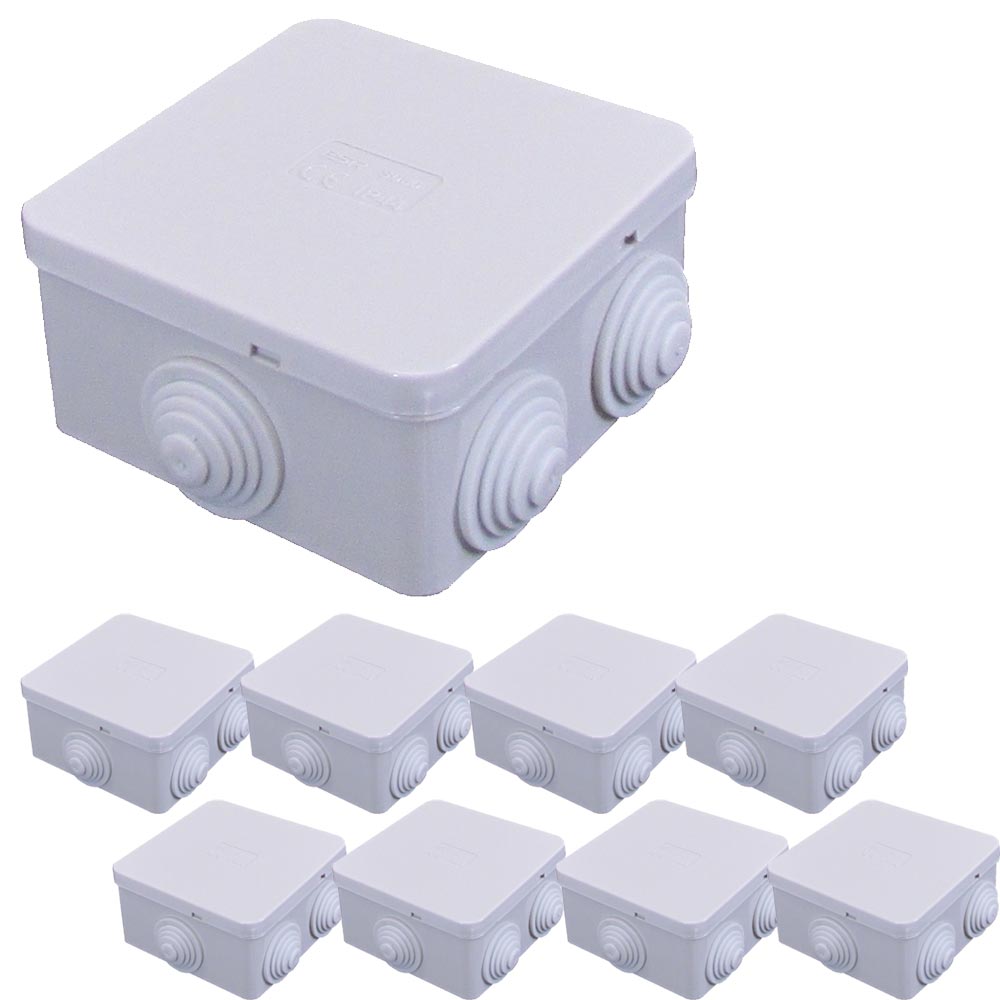 ESR SO80 80mm x 80mm x 40mm IP44 Electrical Junction Box with Grommets Outdoor Exterior Wiring Cable Connection CCTV