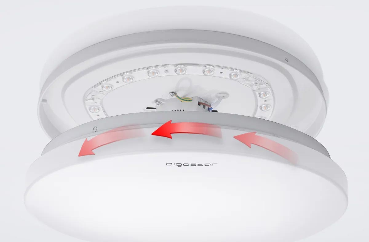 Aigostar 12W 24W LED Round Bulkhead Ceiling Surface Mounted Light Bright Daylight 6500K Lighting