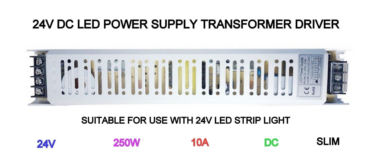 DC 24V LED Driver Power Supply Transformer 250W LED Strip Tape CCTV Adaptor