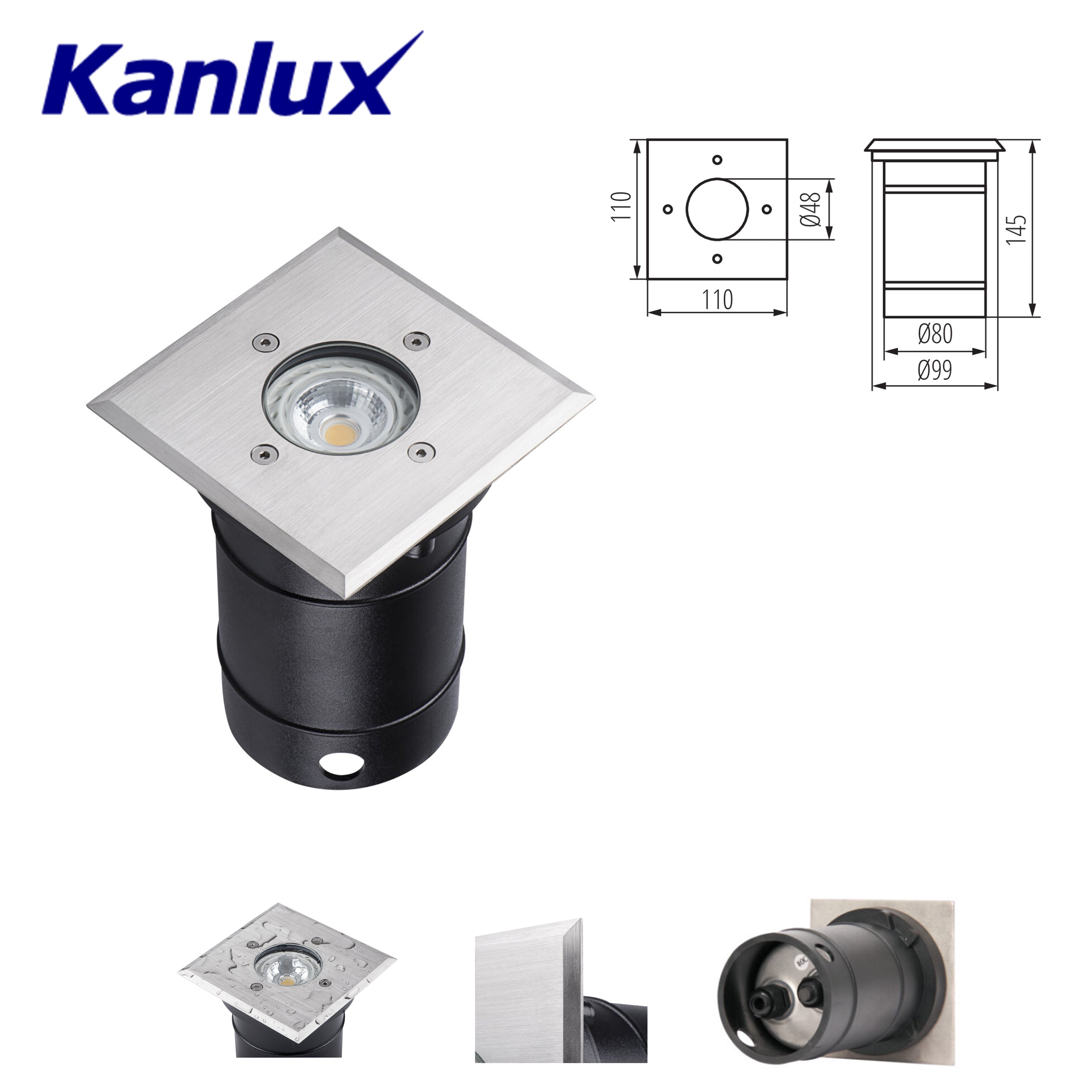 Kanlux BERG Series In-Ground Luminaires | Durable IP67 GU10 Outdoor Stainless Steel Lights