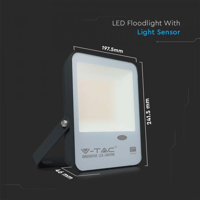 V-TAC VT-57 50W LED Floodlight with Photocell Sensor – Samsung Chip, IP65, 6500K