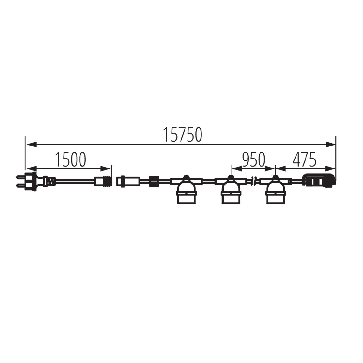 Kanlux 6M 11M 15M Garden Decorative Festoon String Light Fitting E27 IP44