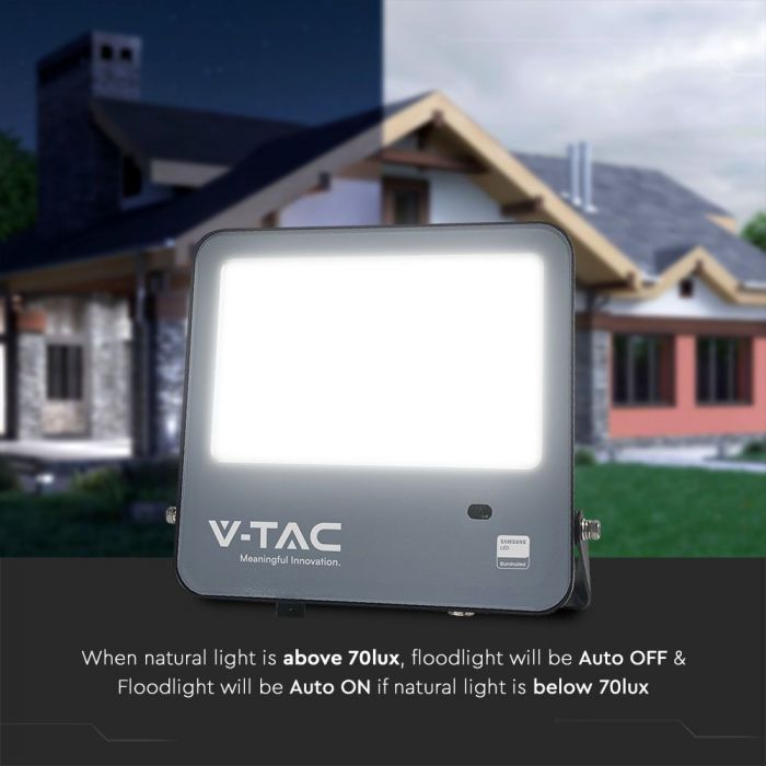 V-TAC 100W LED Floodlight VT-44103 – Samsung Chip, Photocell Sensor, IP65 6500K Black