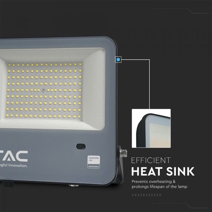 V-TAC 100W LED Floodlight VT-44103 – Samsung Chip, Photocell Sensor, IP65 6500K Black