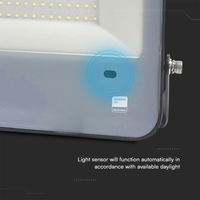 V-TAC 150W LED Floodlight VT-44153 – Samsung Chip, Photocell Sensor, IP65 – 6500K Black