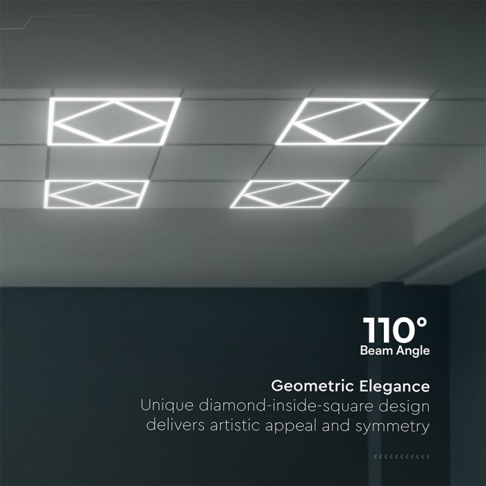 Manningham Lighting 600x600 LED Diamond Lattice Edge Lit Frame Ceiling Recessed Panel Light