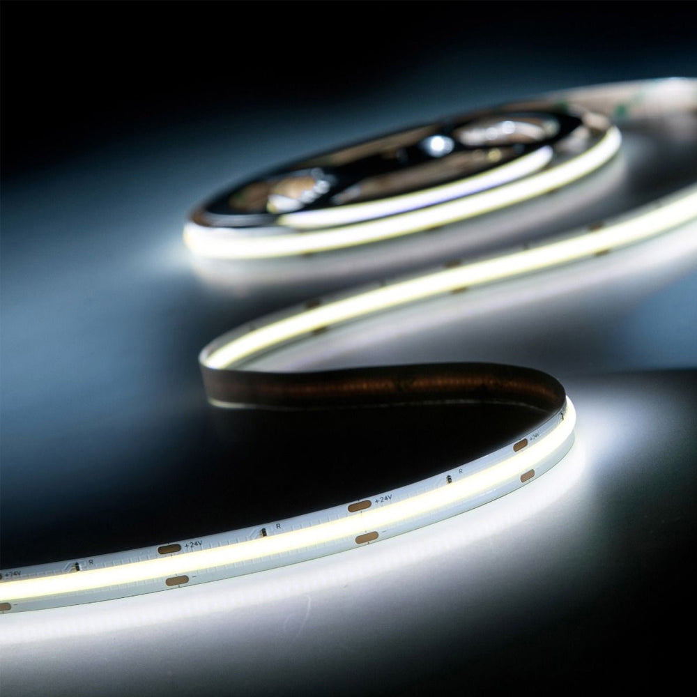 Manningham 24V 11w/m 25meter Roll 8mm 55W White LED COB Dotless Striptape - IP00 Indoor - Choice of Warm WW Cool White CW - Full Room Roll