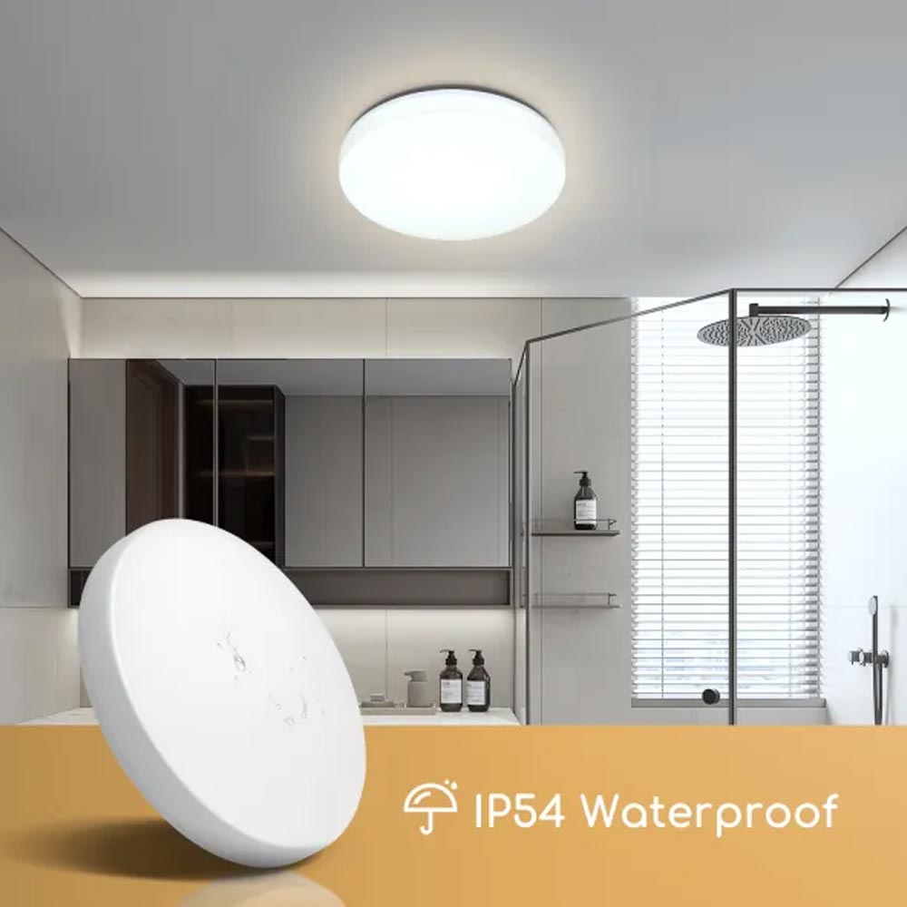 Aigostar 24W IP54 LED Round Bulkhead Light Ceiling Mounted Waterproof Weatherproof Daylight 6500K