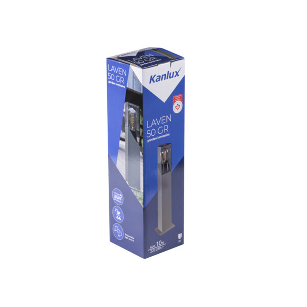 Kanlux LAVEN 50 GR Outdoor Garden Post Light | Graphite Finish E27 LED Compatible Waterproof IP44