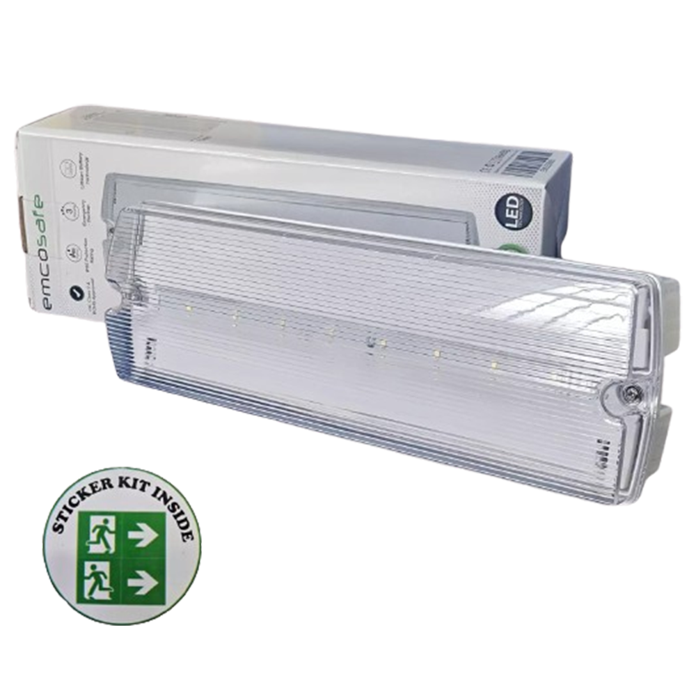 Hi-Spec 5W IP65 LED Emergency Fire Exit Bulkhead Light Maintained or Non 3HR NM3