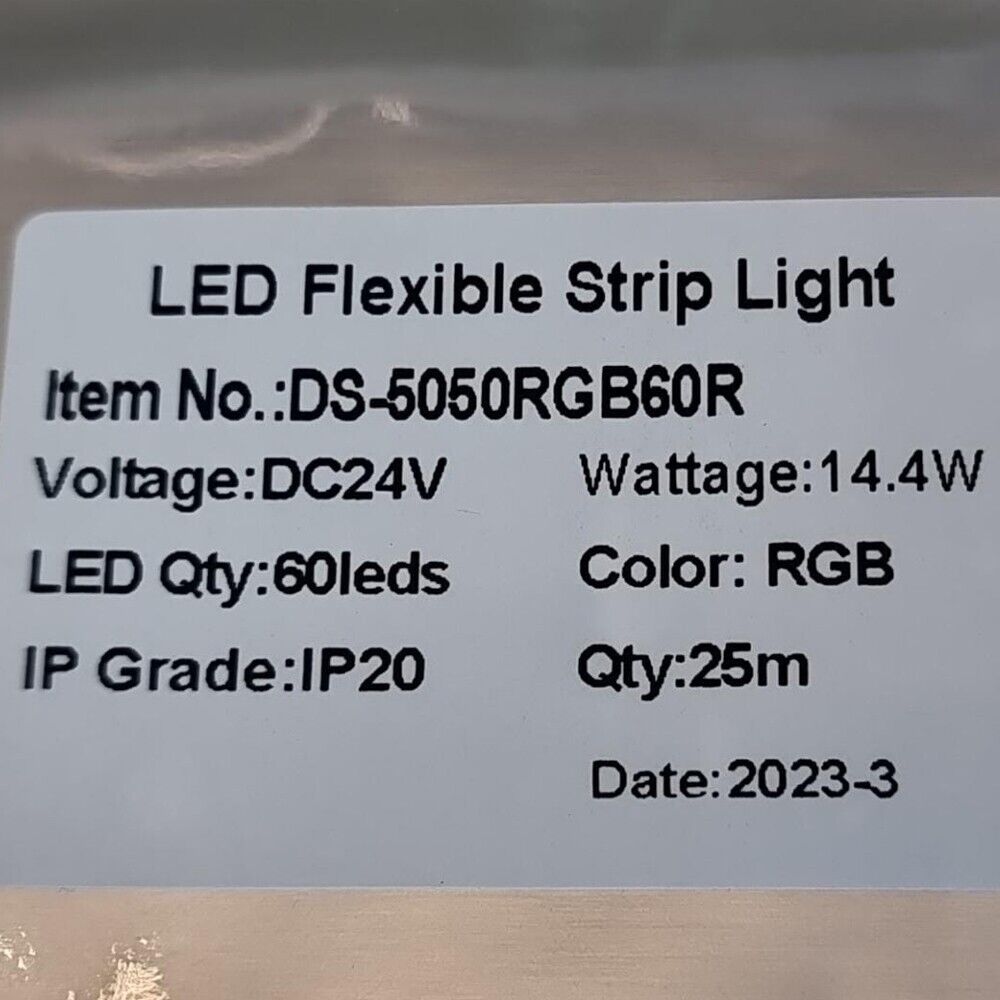 Manningham 24V 14.4w/m 25meter Roll IP65 10mm LED RGB Strip Light Tape Rope Colour Changing Mood Lighting Full Room Ceiling Roll