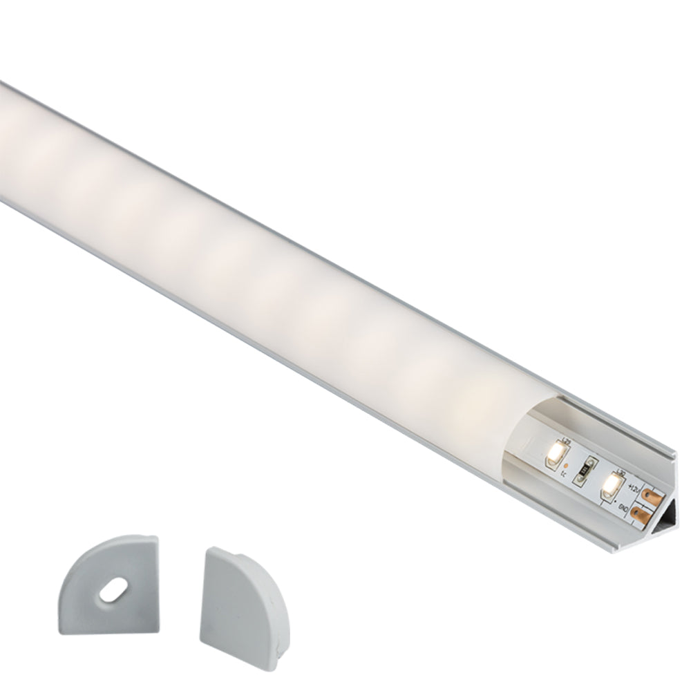 Knightsbridge 1M / 2M Aluminium Strip Tape Profile - Surface Corner Mounted