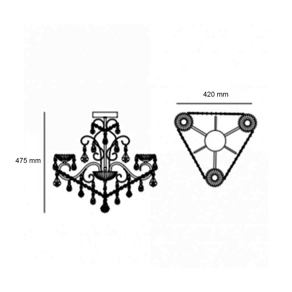 FORUM VELA 3LT Chandelier Ceiling Mounted Chrome Clear Cut Glass Dressings G9 Base-IP44