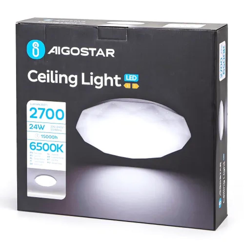 Aigostar 12W 20W 24W LED Round Bulkhead Diamond Ceiling Surface Mounted Bright Light 6500K Daylight