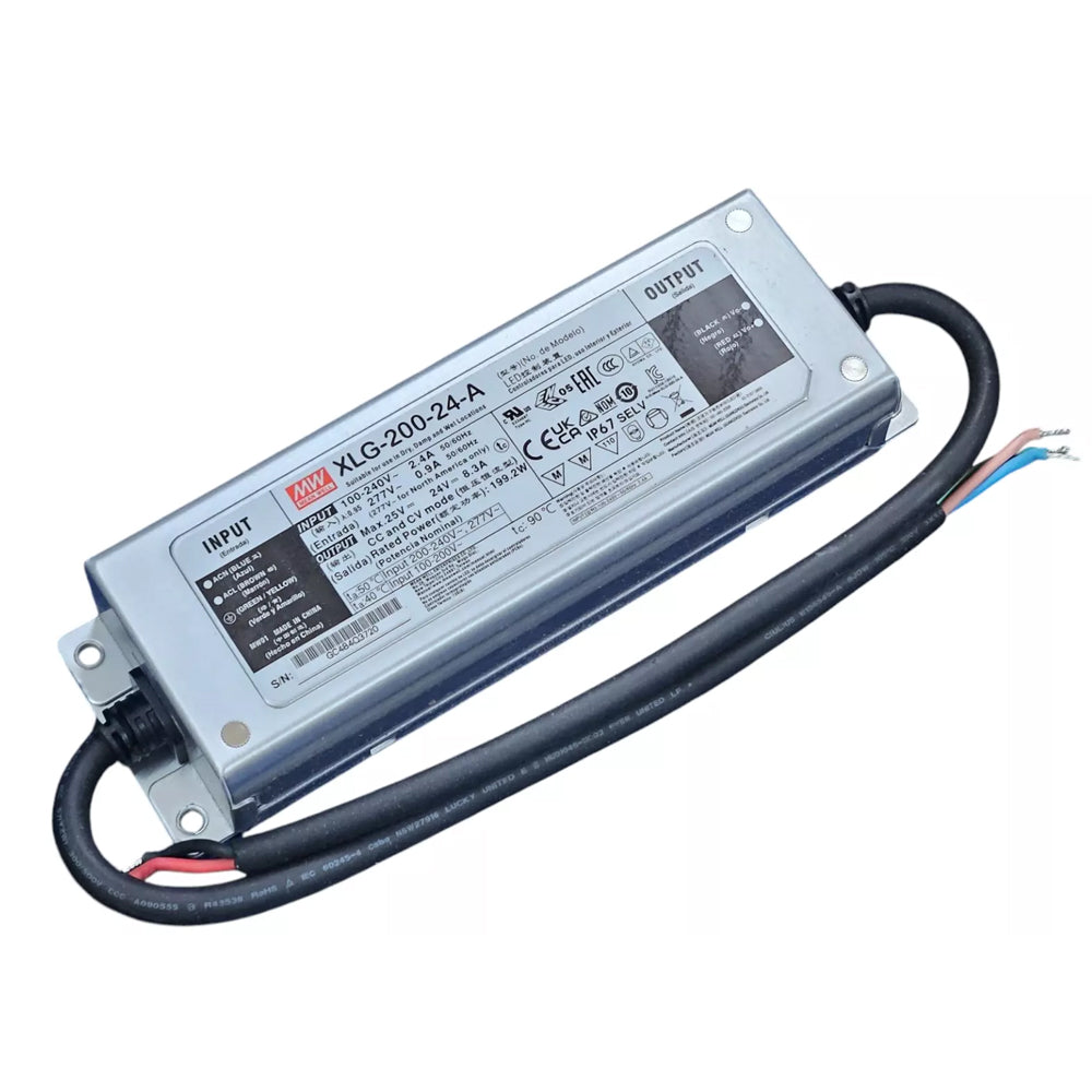Mean Well 24V 200W LED Driver IP67 Waterproof Power Supply Transformer XLG Series for LED Lighting Applications