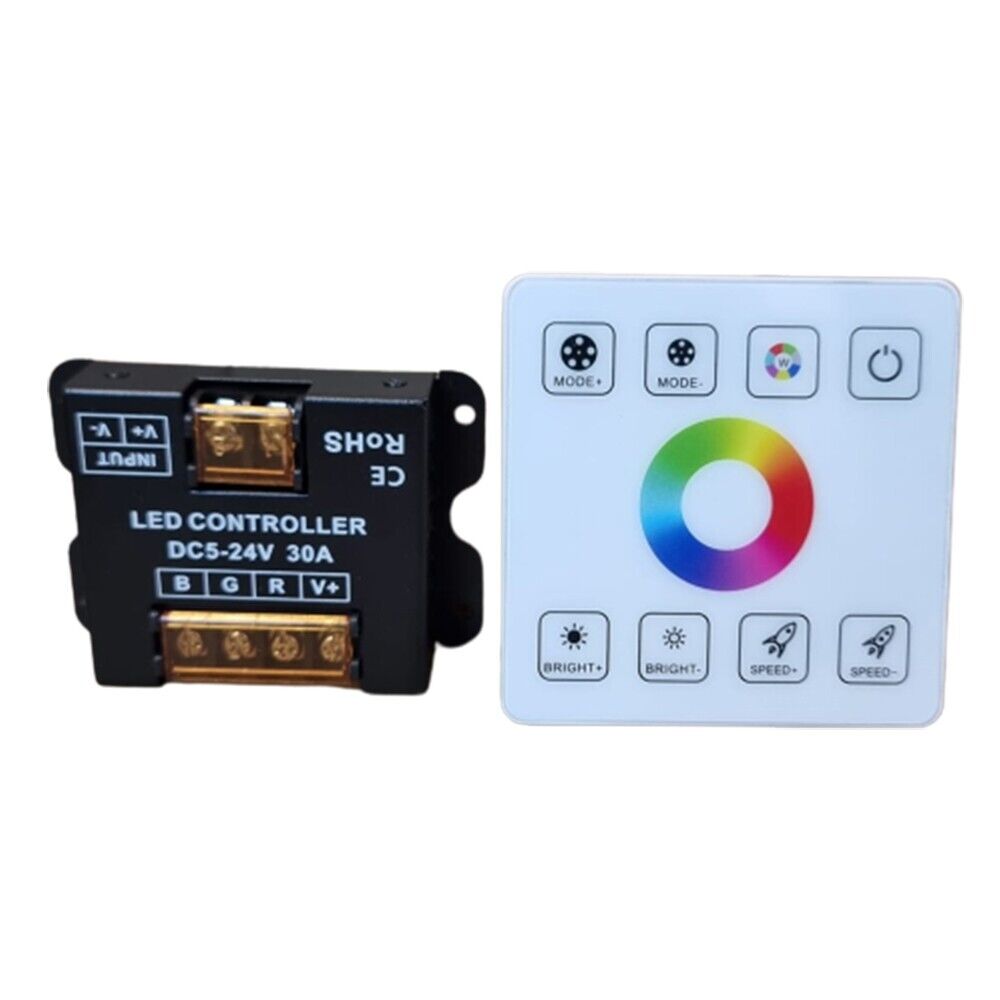 Wireless RF Wall Mounted LED Wall Controller, Smart Touch Panel with RGB Dimmer Controller, LED Controller for DC 5-24V 3528 2835 5050 RGB LED Strips, Sensitive Touching