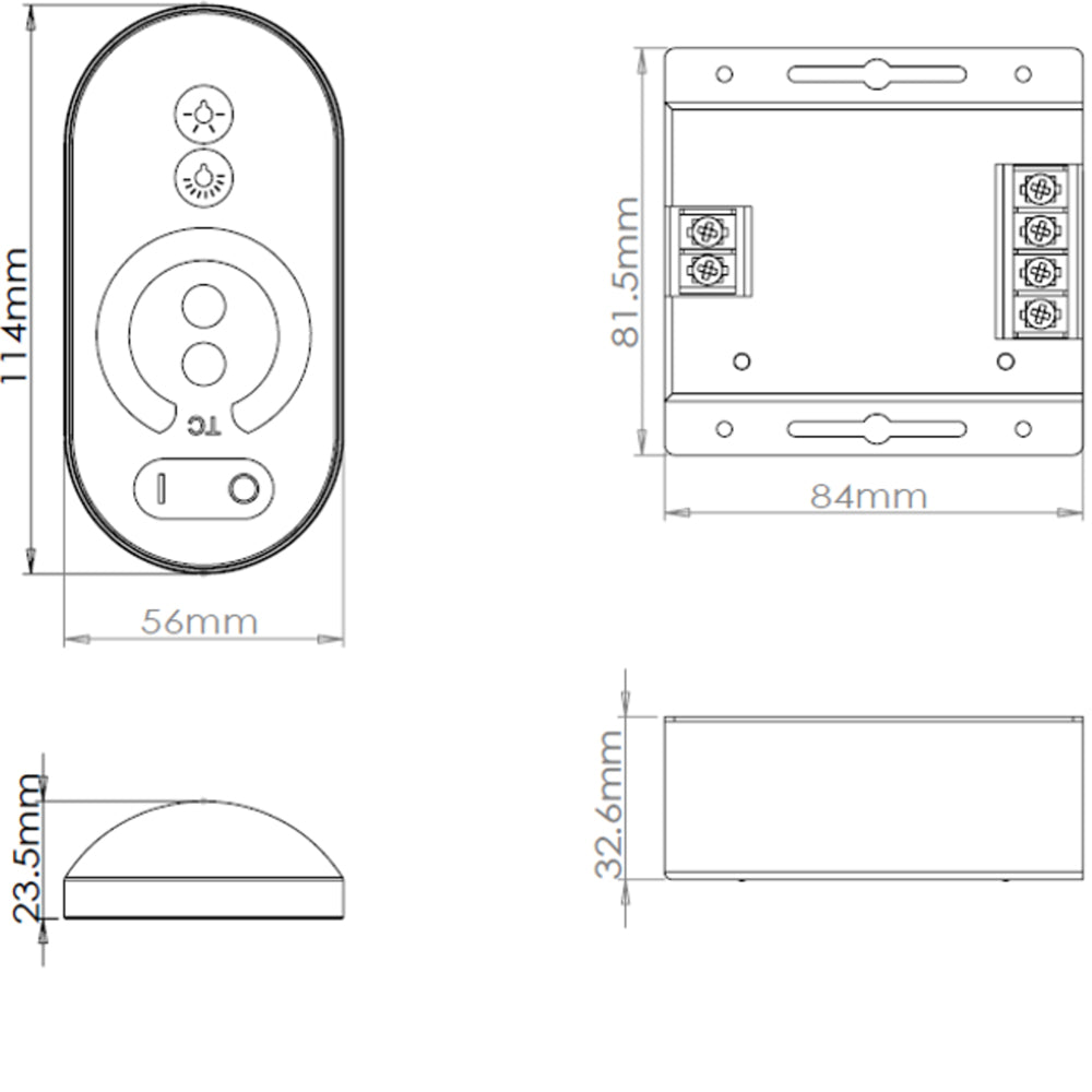 Knightsbridge 12V / 24V RF Controller and Touch Remote - CCT - Colour Temperature Changing Technology