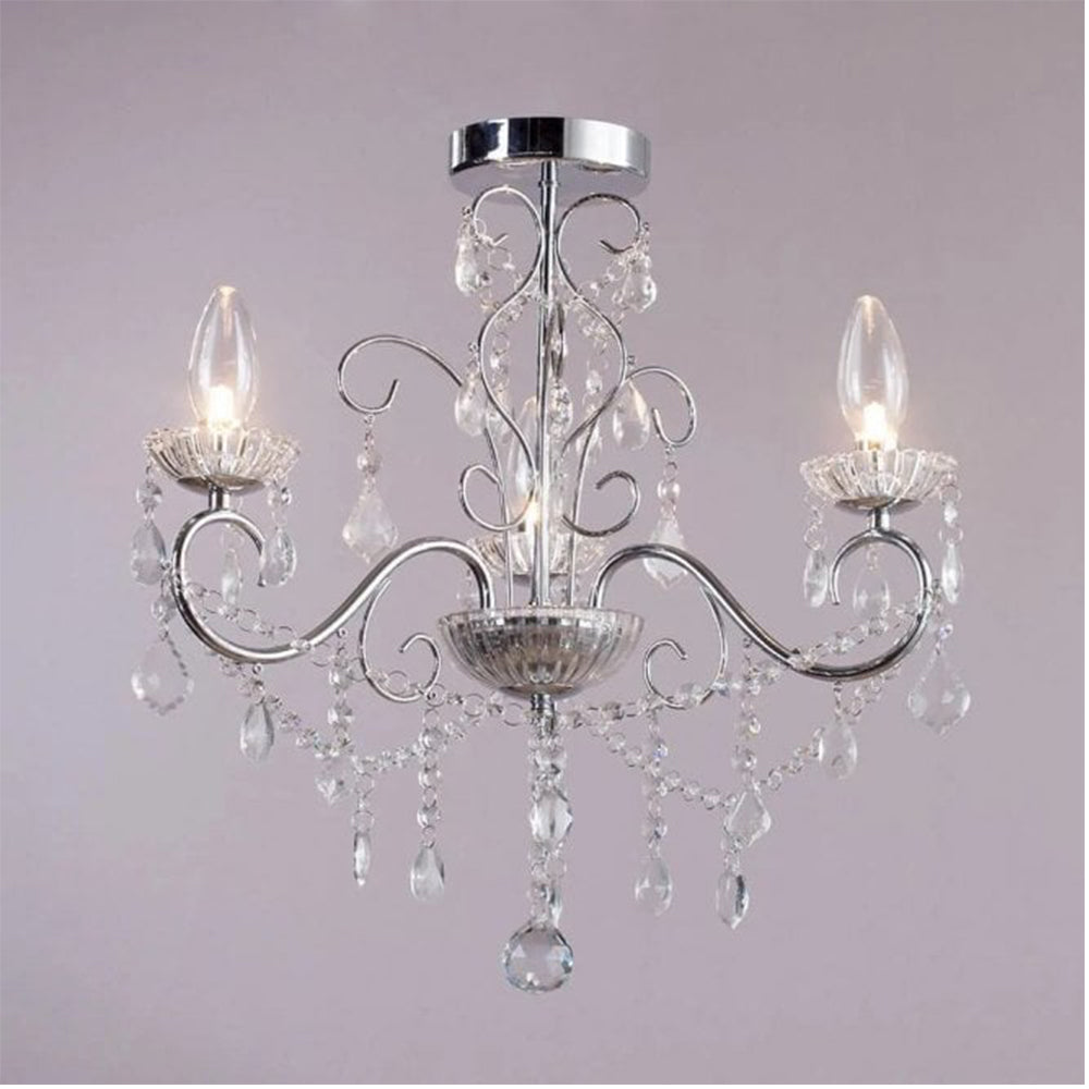 FORUM VELA 3LT Chandelier Ceiling Mounted Chrome Clear Cut Glass Dressings G9 Base-IP44