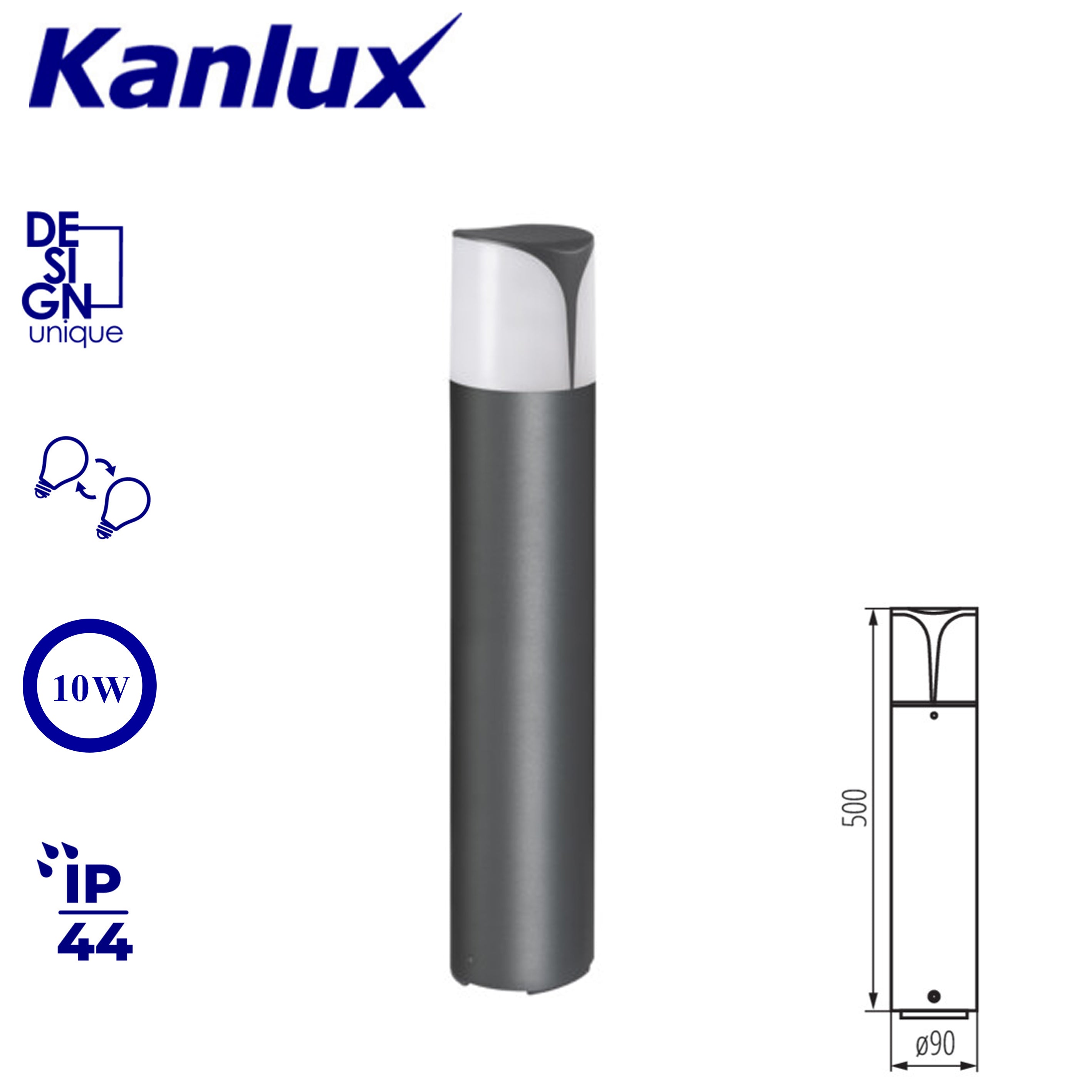 Kanlux PRESO Garden & Outdoor Lights | Wall-Mounted & Post Options | Graphite Finish, IP44 Waterproof LED Lighting