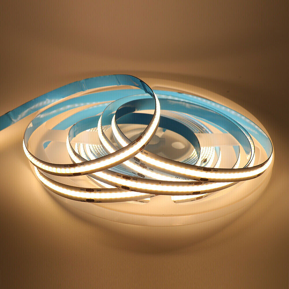 Manningham 24V 11w/m 25meter Roll 8mm 55W White LED COB Dotless Striptape - IP00 Indoor - Choice of Warm WW Cool White CW - Full Room Roll