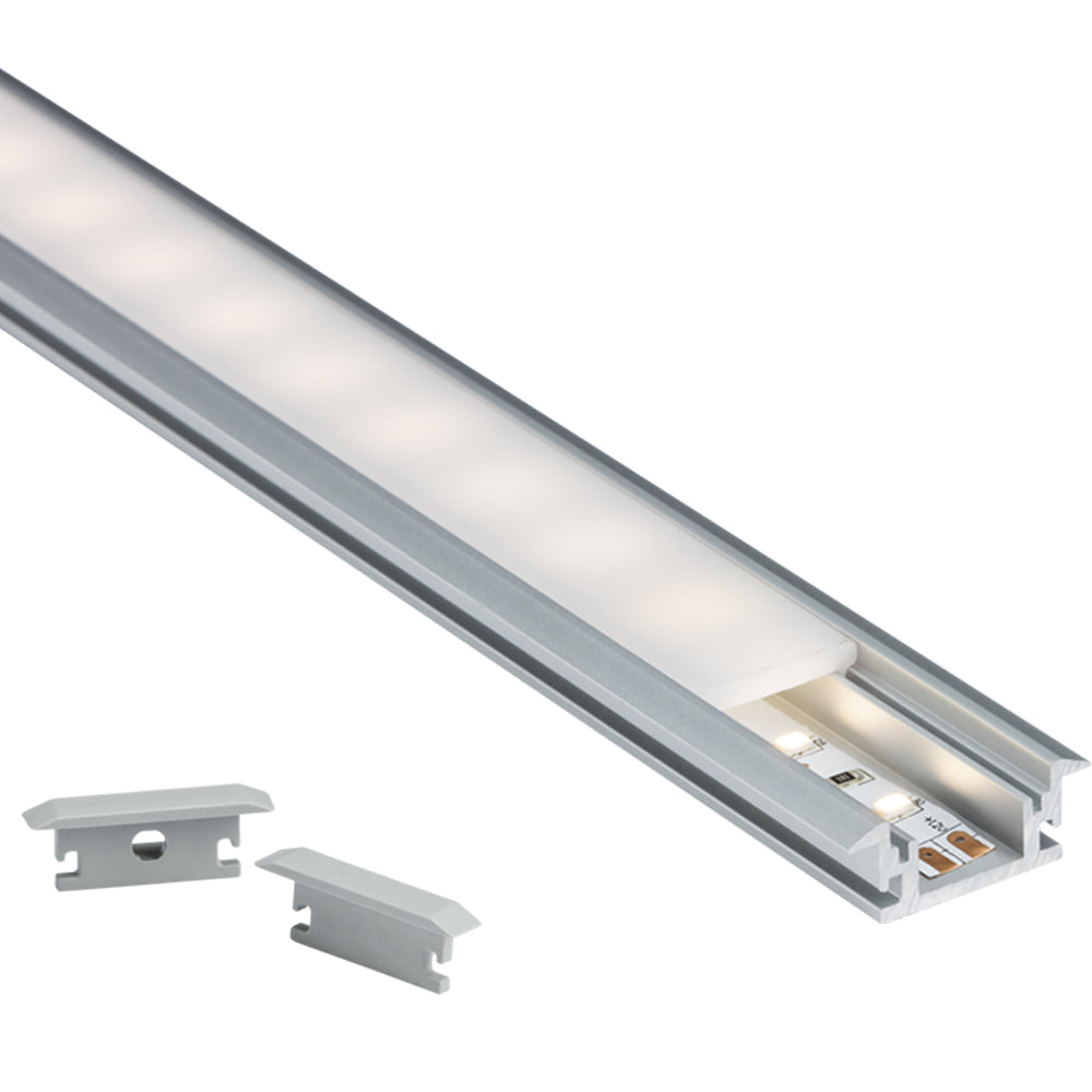 Knightsbridge 1M / 2M Aluminium Strip Tape Profile - Floor Recessed Mounted