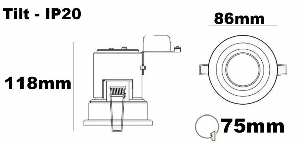 Lumilife Fire Rated GU10 Ceiling Recessed Spot Light Fitting - IP20 - Tilt Adjustable Lighting