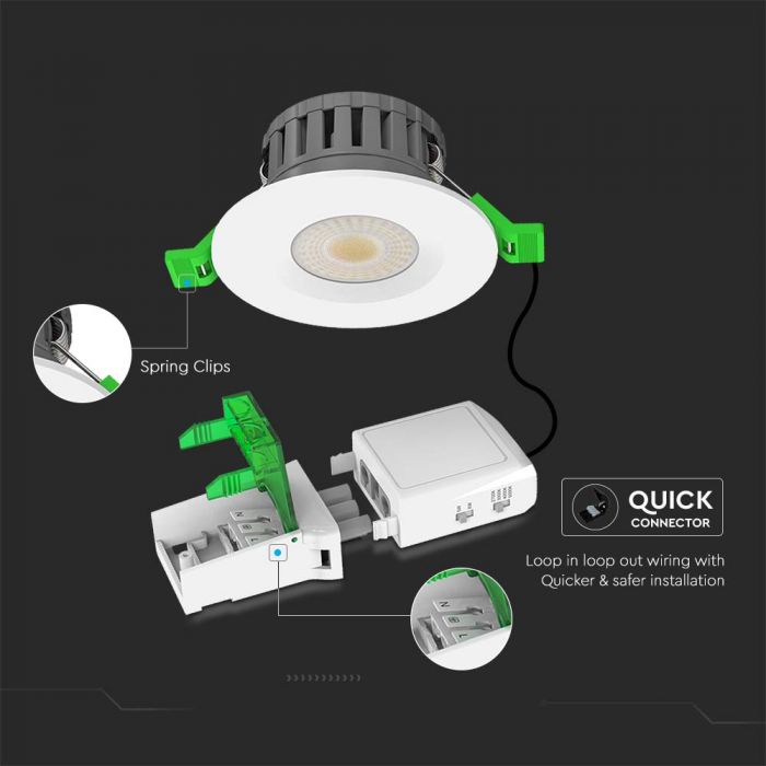 V-TAC IP65 Fire Rated LED Downlight – Dimmable Multi CCT & Wattage, Insulation Coverable, Choice of Bezels