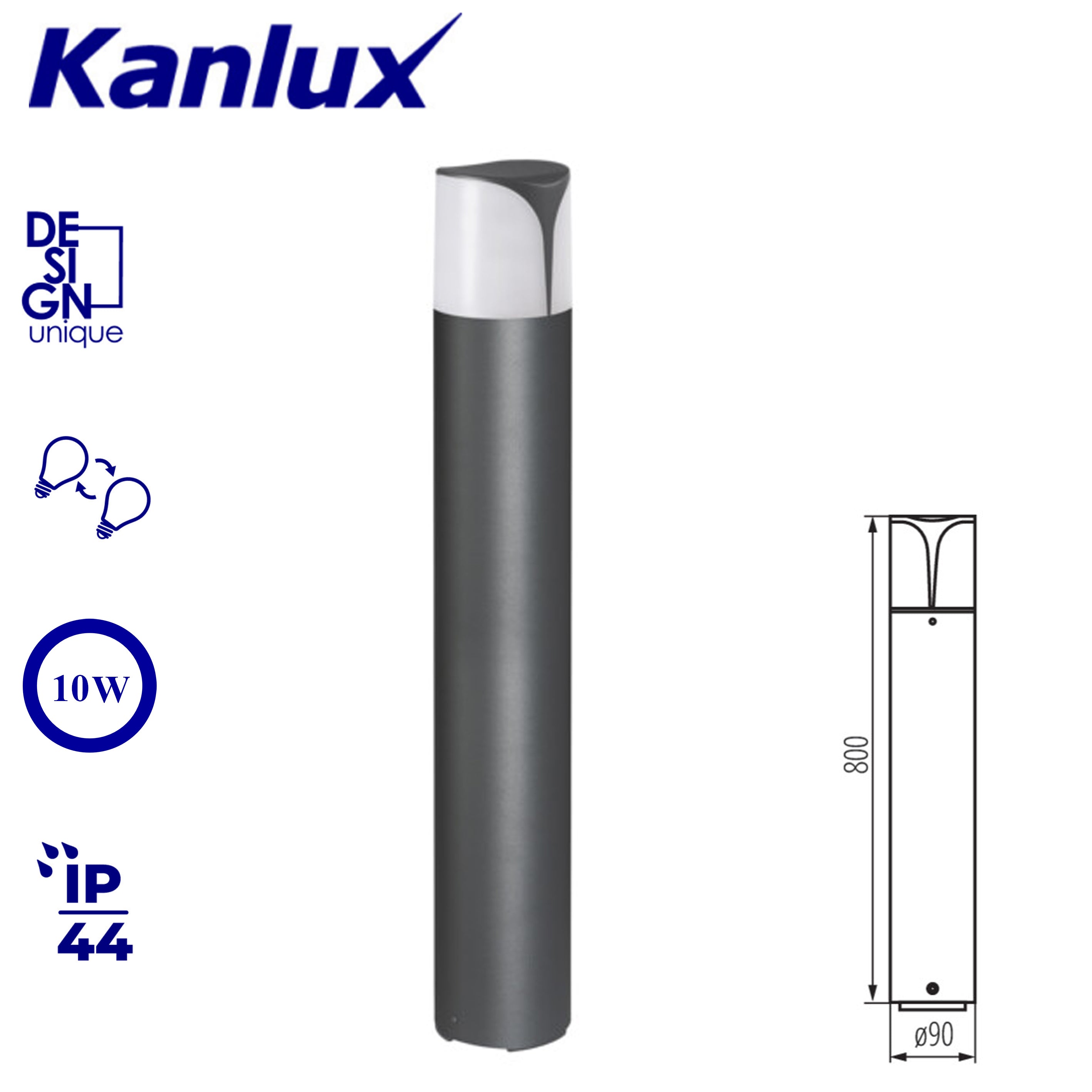 Kanlux PRESO Garden & Outdoor Lights | Wall-Mounted & Post Options | Graphite Finish, IP44 Waterproof LED Lighting