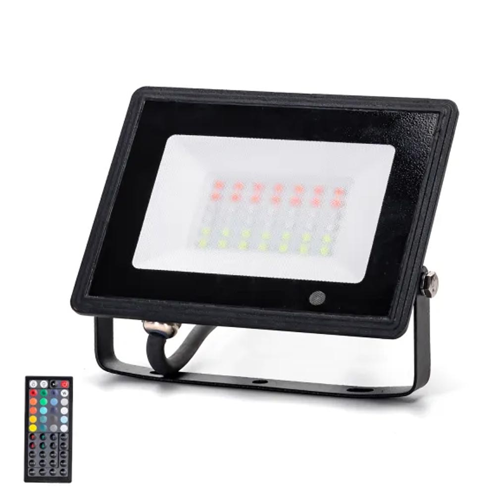 Aigostar 30W IP65 LED Outdoor Waterproof RGB Floodlight Remote Control Multi Colour Changing Lighting