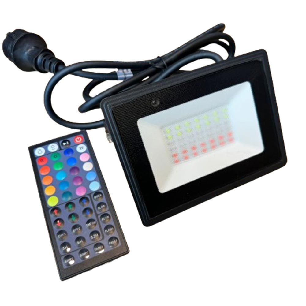 Aigostar 30W IP65 LED Outdoor Waterproof RGB Floodlight Remote Control Multi Colour Changing Lighting