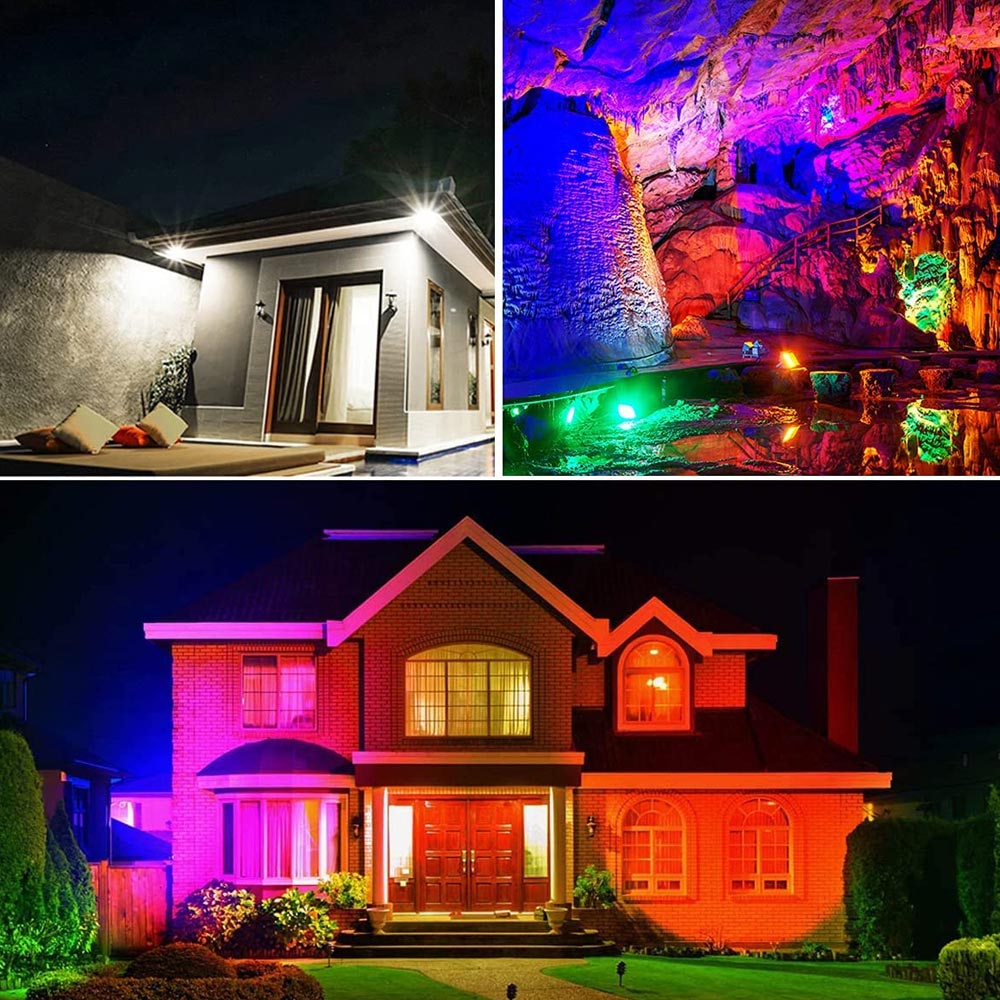 Aigostar 30W IP65 LED Outdoor Waterproof RGB Floodlight Remote Control Multi Colour Changing Lighting