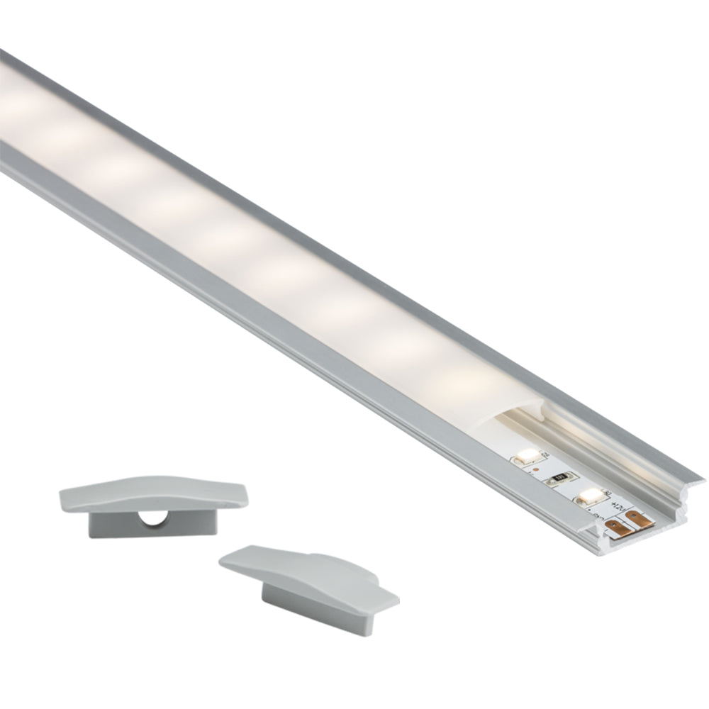 Knightsbridge 1M / 2M Aluminium Strip Tape Profile - Recessed Mounted