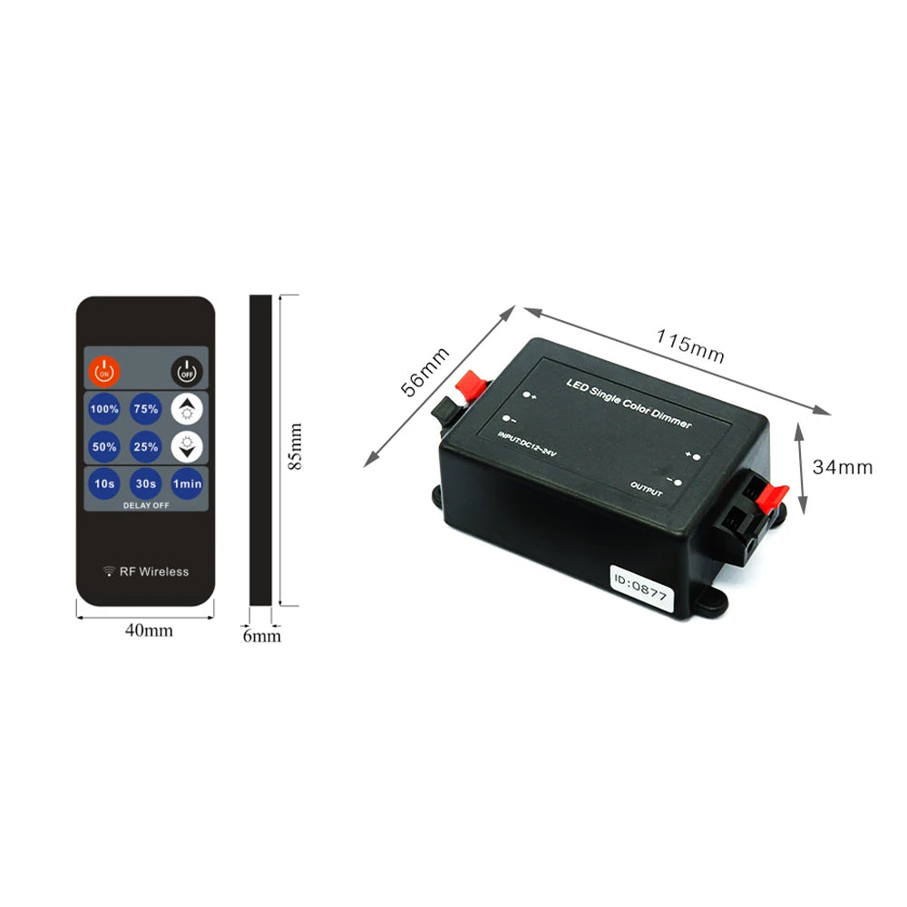 DT22 Wireless Monochrome Dimming Controller Dimmer RF Remote Control LED Strip Light Tape