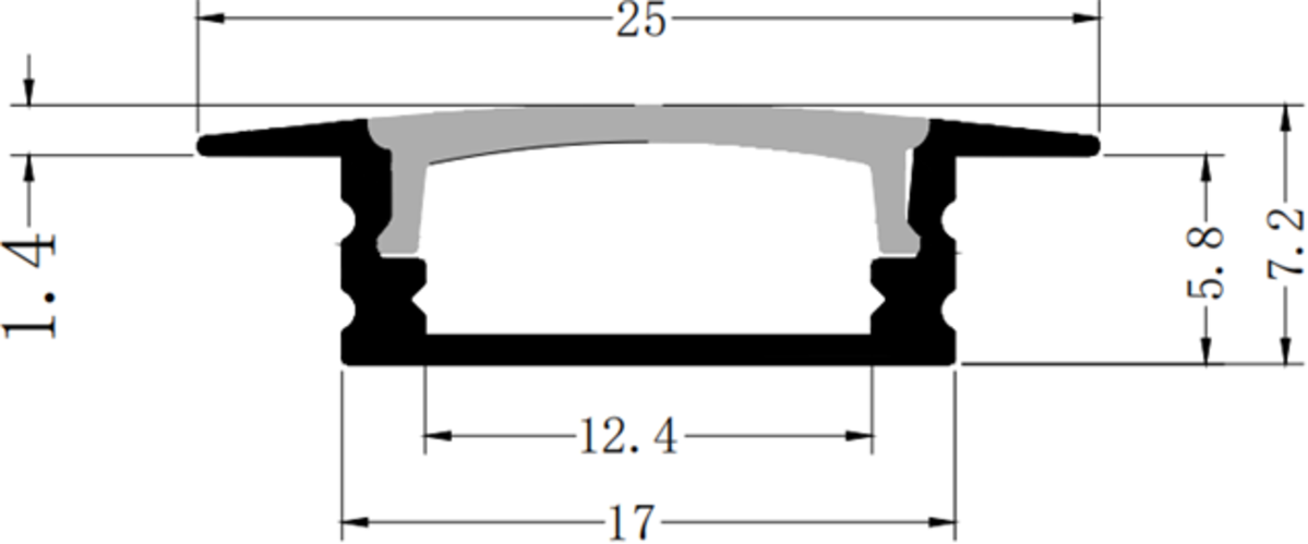 Knightsbridge 1M / 2M Aluminium Strip Tape Profile - Recessed Mounted