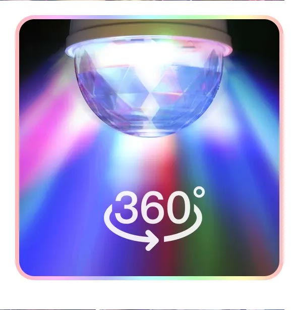 Aigostar 3W E27 LED Multi Colour Changing RGB Party Disco Light Bulb 360 Degree Automatic Rotating Lighting