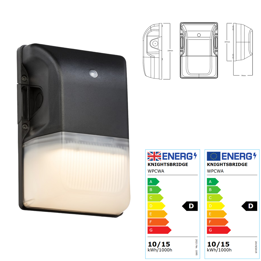 Knightsbridge 230V IP65 15W CCT Wall Pack Complete with Photocell