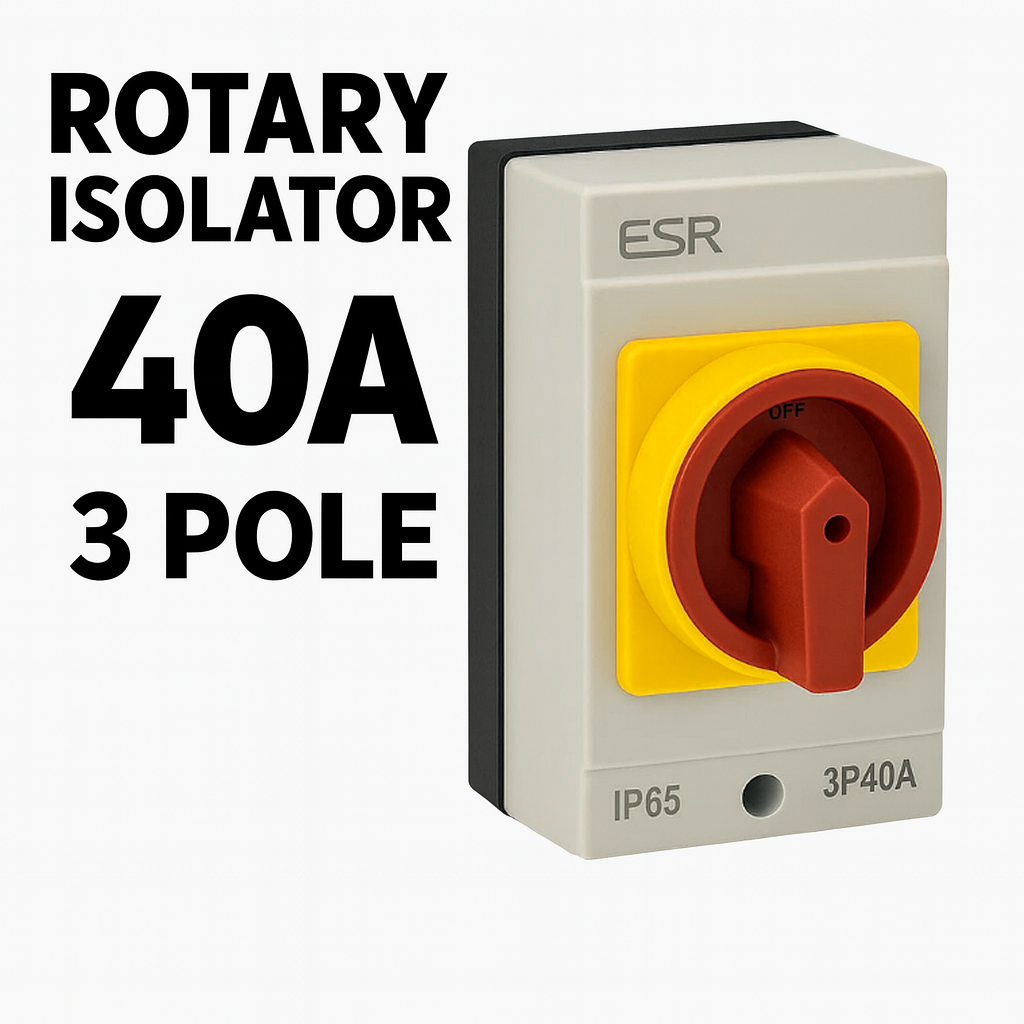 ESR Electrical Switch IP65 Rotary Isolator Disconnector 3 Pole 40A Enclosure Box