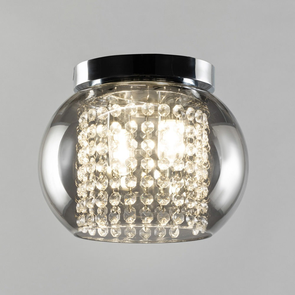 FORUM Megara 2LT Cloche Ceiling Flush Light Chrome G9-IP44