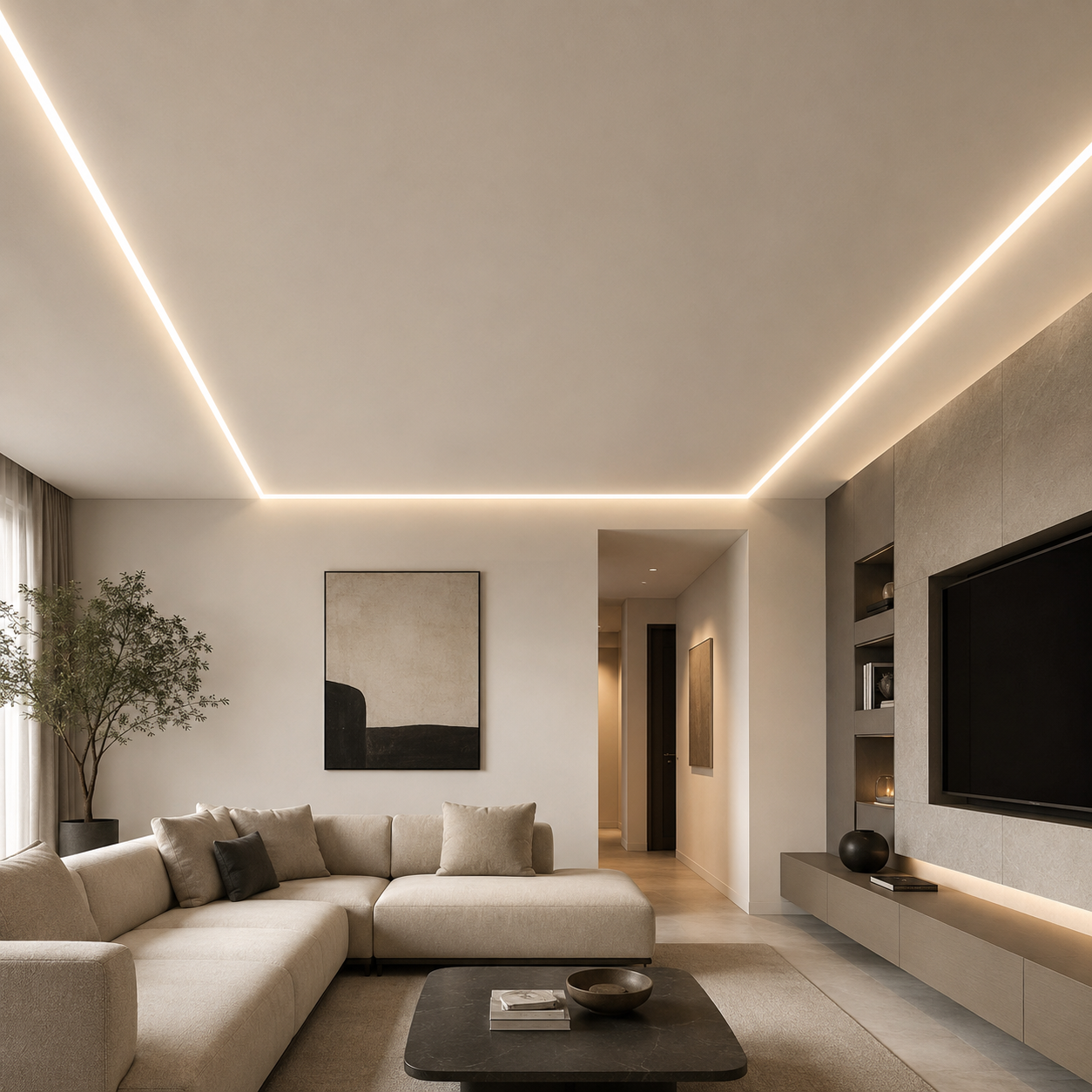 Silver Recessed Aluminium LED Strip Profile with Milky Diffuser – 2M Lengths | 2M–100M Kits