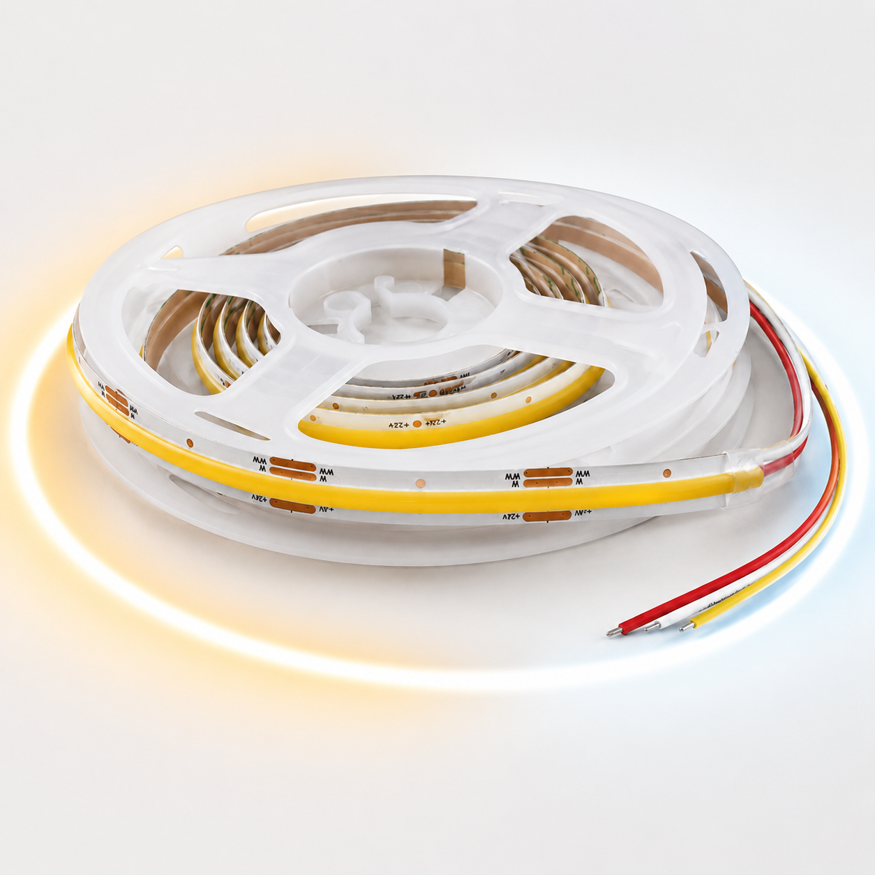 24V CCT COB LED Strip Light Tunable White 2700K–6500K – Dotless Super Bright Self Adhesive LED Tape, 1m–100m