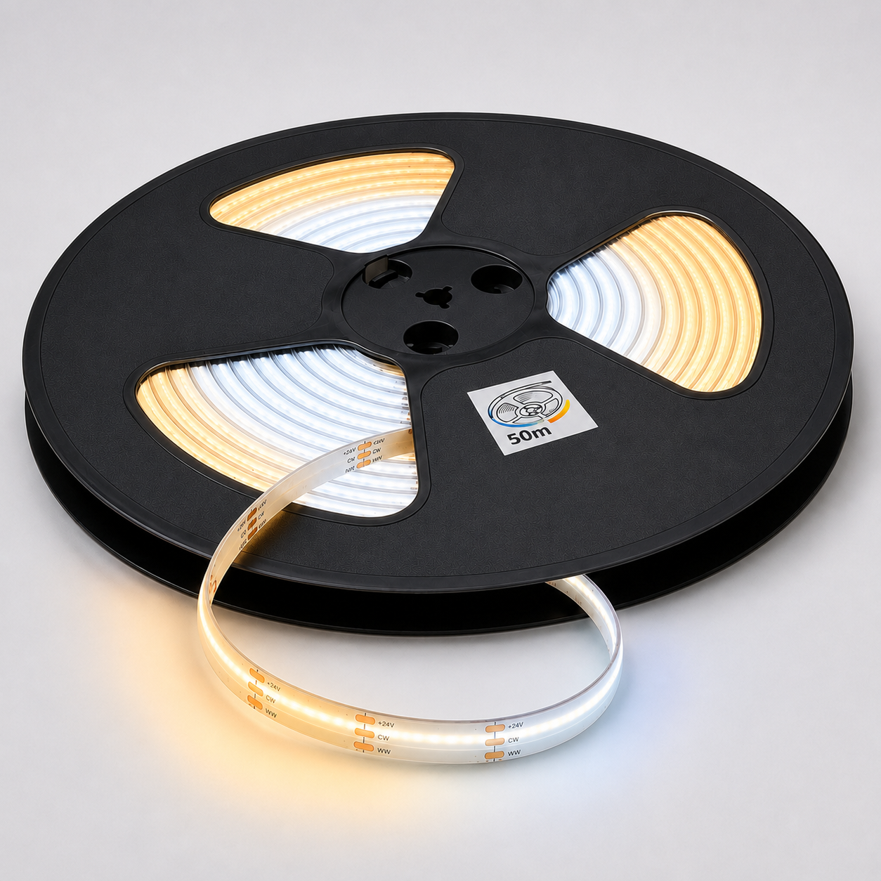 24V CCT COB LED Strip Light Tunable White 2700K–6500K – Dotless Super Bright Self Adhesive LED Tape, 1m–100m