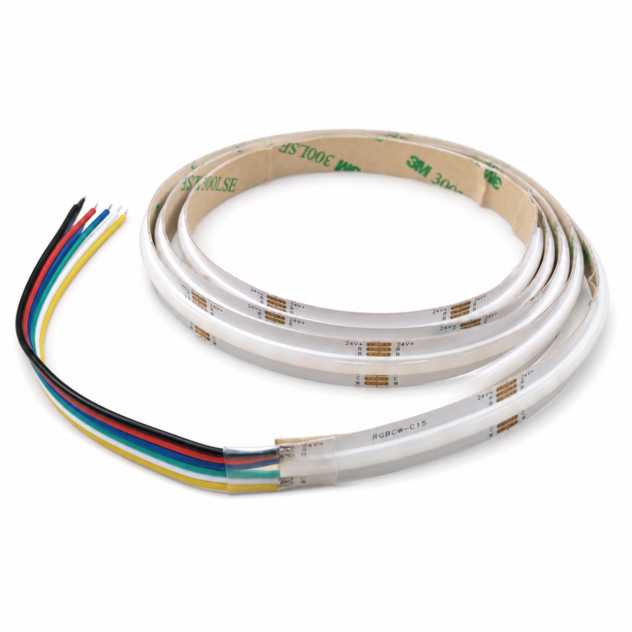 24V RGB+CCT COB LED Strip Light – Colour Changing Dotless Tape, Tunable White 2700K–6500K, 1m–100m