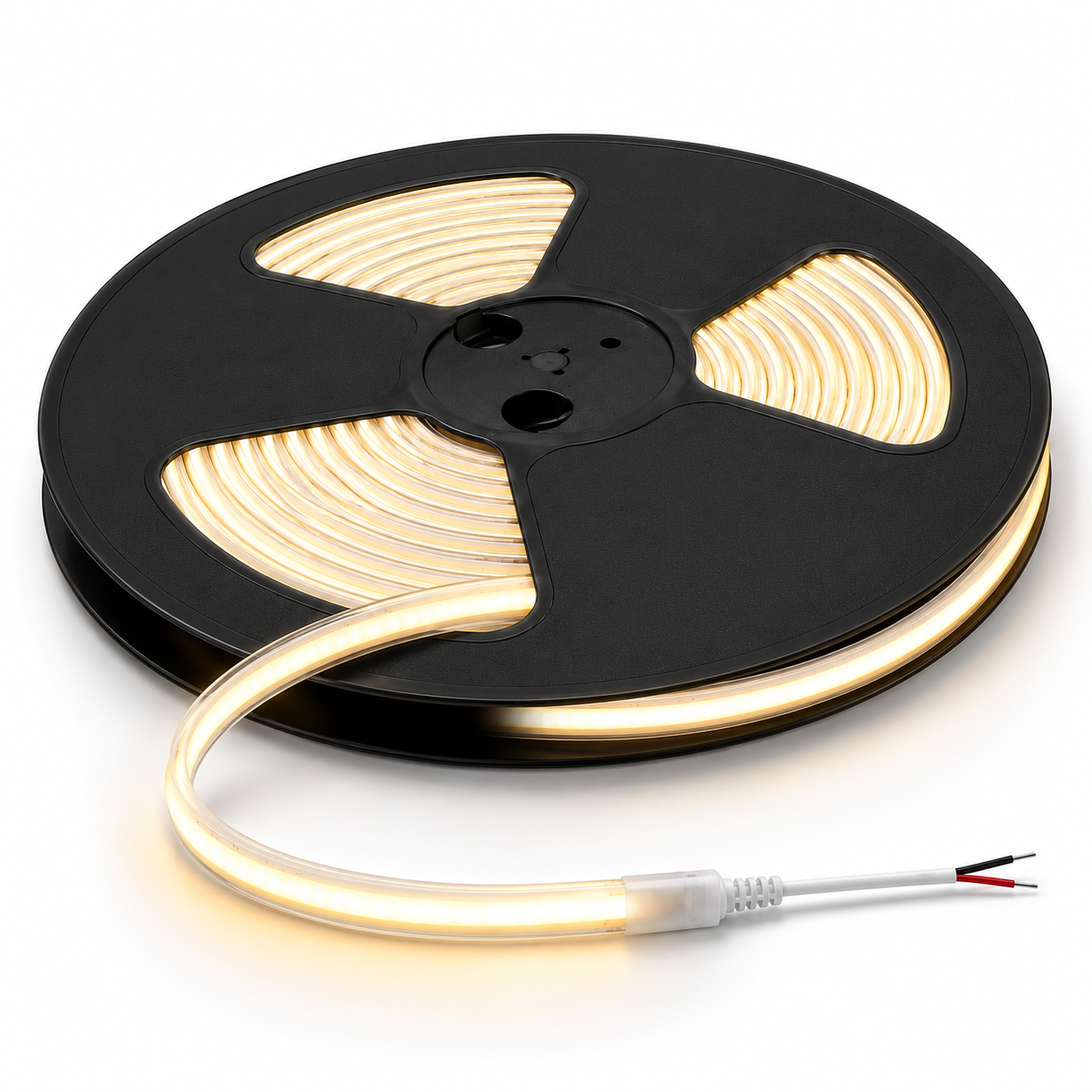 24V COB LED Strip Light Warm White 3000K – IP65 Waterproof Dotless Super Bright Self-Adhesive LED Tape, 1m–100m