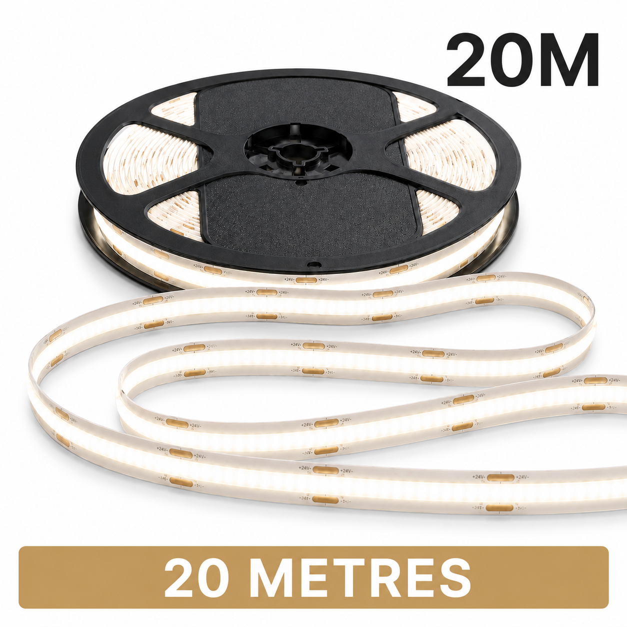 24V COB LED Strip Light Natural White 4000K – Dotless Super Bright Self Adhesive LED Tape, 1m–100m