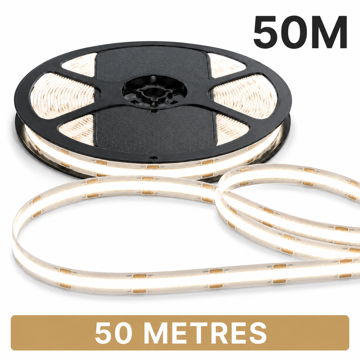 24V COB LED Strip Light Natural White 4000K – Dotless Super Bright Self Adhesive LED Tape, 1m–100m