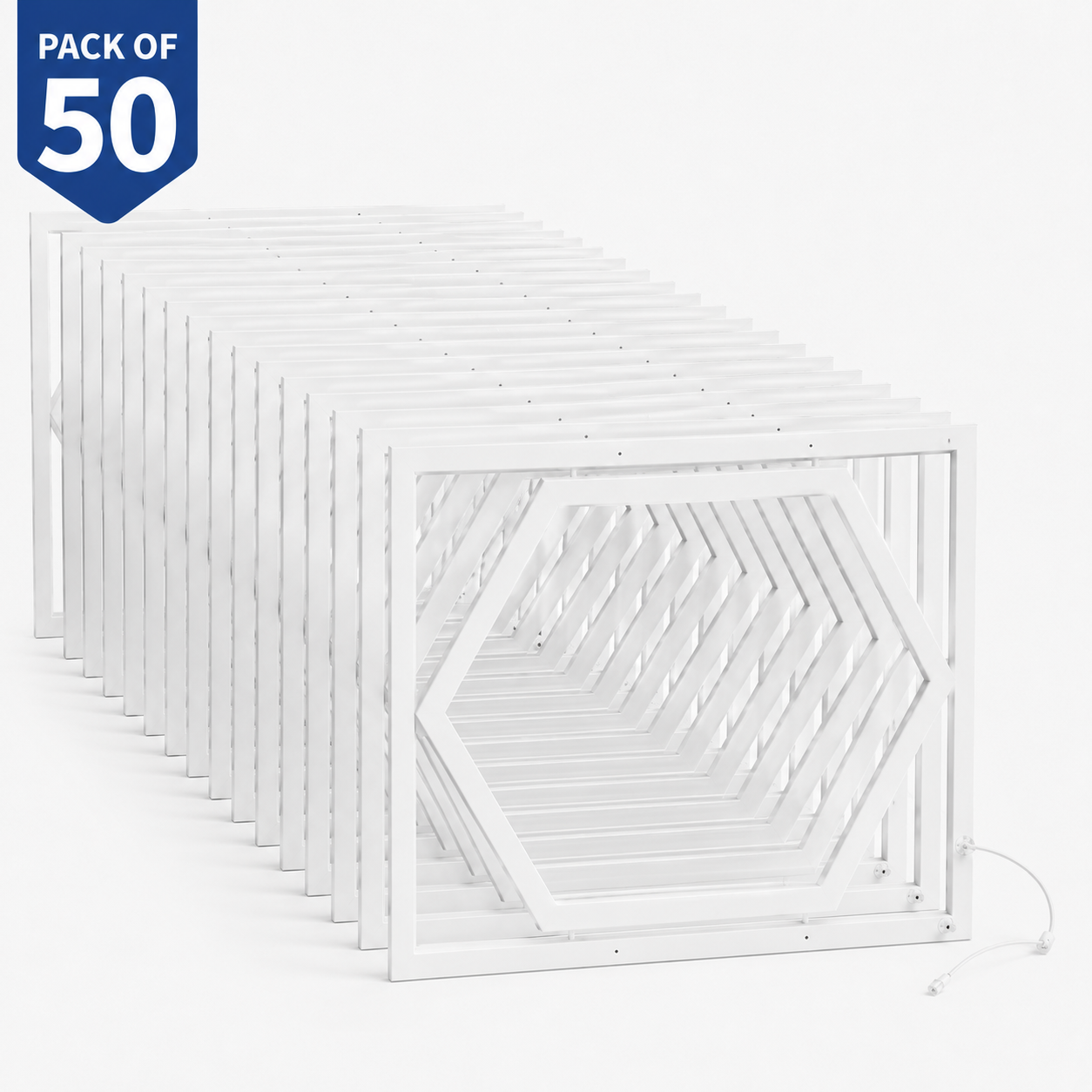 Hexagon Design 600x600 LED Panel Light 60W 6500K Cool White | 595x595 LED Ceiling Panel