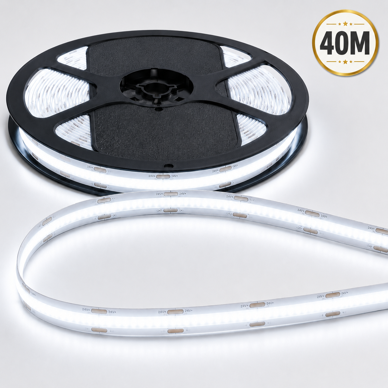 24V COB LED Strip Light Cool White 6500K – Dotless Super Bright Self Adhesive LED Tape, 1m–100m